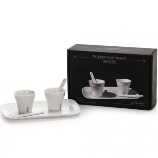 ESTETICO QUOTIDIANO SET 2 BICCHIERI CAFFE CON PALETTE E VASSOIO SELETTI
